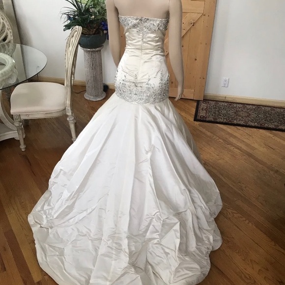 Mermaid sleeveless Silk wedding Dress with Swarovski Crystals BEAUTIFUL!! - Picture 6 of 12